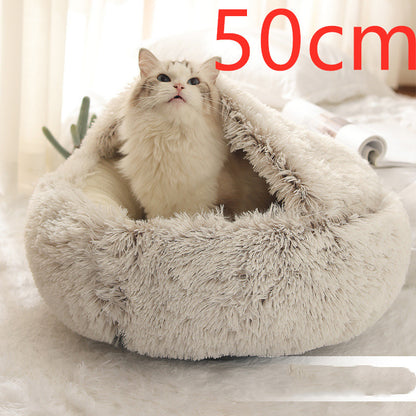 All-Season 2-in-1 Pet Bed – Round Plush Warm Bed for Cats and Dogs, Soft and Snuggly