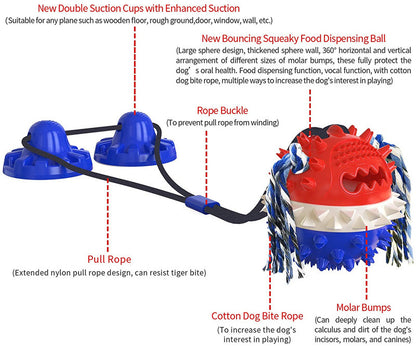 Durable Aggressive Chew Dog Toy with Suction Cup Attachment