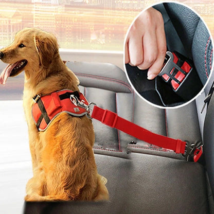 Adjustable Pet Car Seat Belt for Cats & Dogs – Safety Harness & Lead Clip