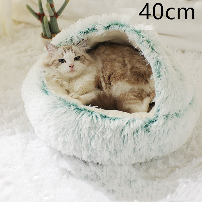 All-Season 2-in-1 Pet Bed – Round Plush Warm Bed for Cats and Dogs, Soft and Snuggly