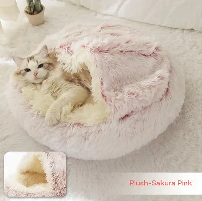 All-Season 2-in-1 Pet Bed – Round Plush Warm Bed for Cats and Dogs, Soft and Snuggly