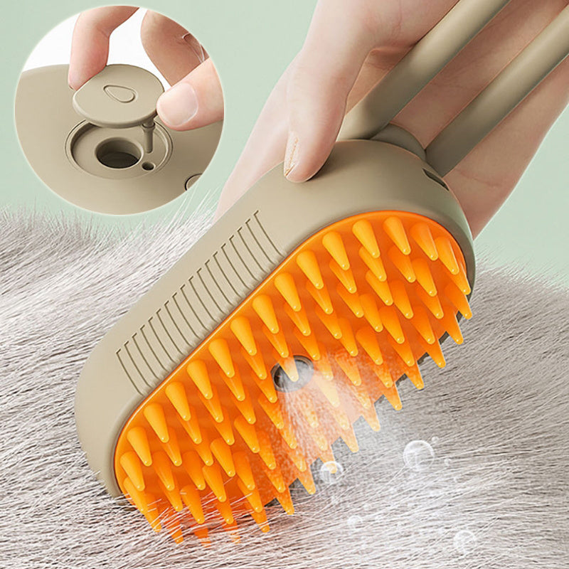 Pet Grooming Steam Brush – 3-in-1 Electric Brush for Cats & Dogs with Spray and Hair Removal Features