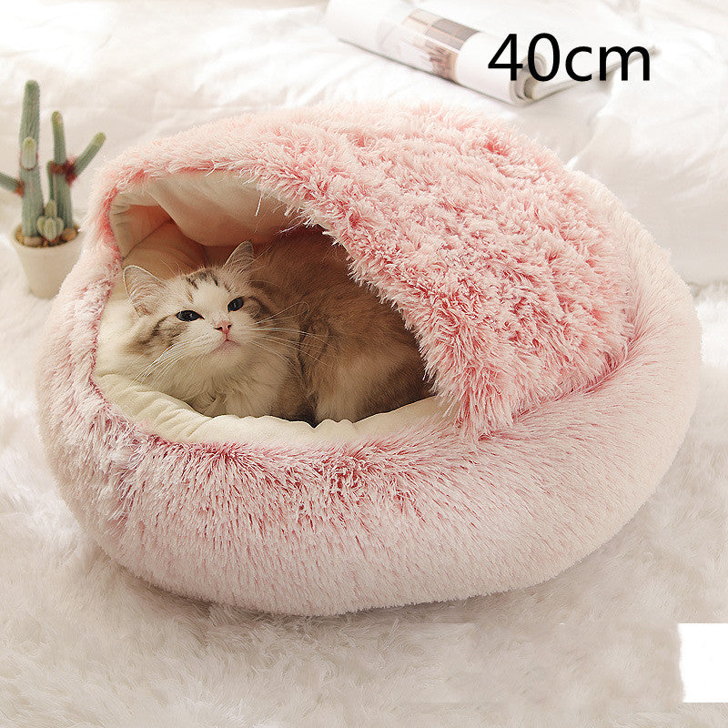 All-Season 2-in-1 Pet Bed – Round Plush Warm Bed for Cats and Dogs, Soft and Snuggly