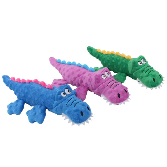 New Crocodile Shaped Plush Squeaky Dog Toy - Chewable, Teeth Cleaning, Interactive